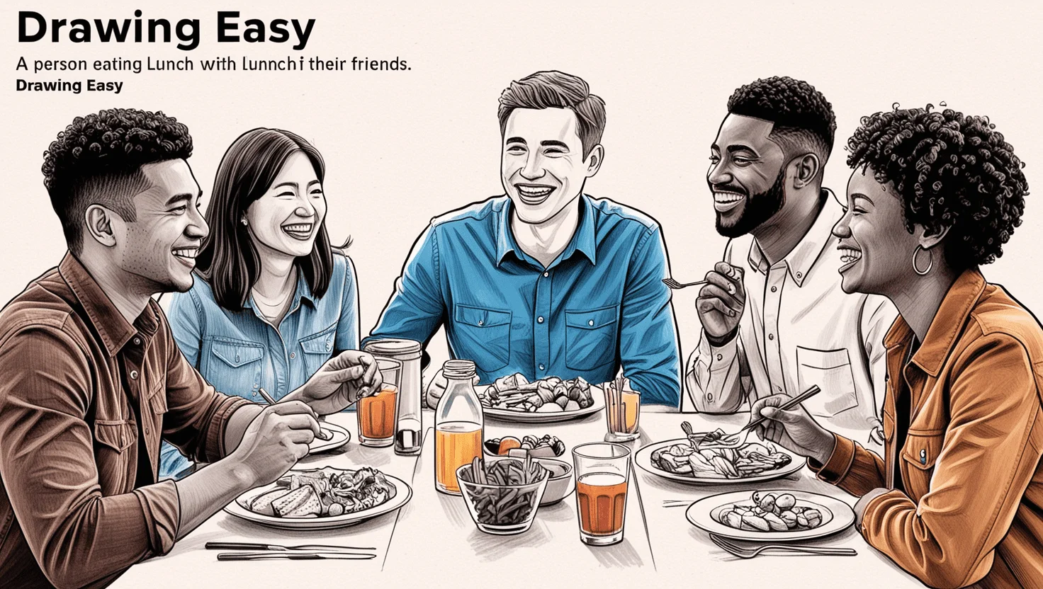 Drawing Inspiration: A Person Eating Lunch with Their Friends Drawing Easy 2024